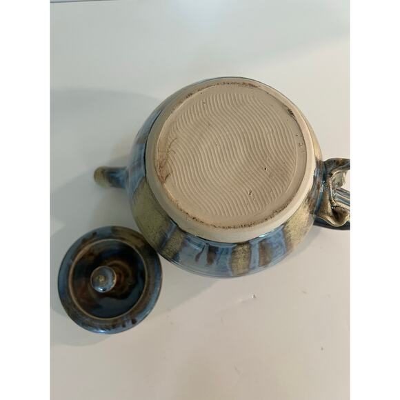 Rare Vintage Richard Sanderson Toad Hill Pottery NH Blue and Brown Teapot JL - Picture 8 of 11